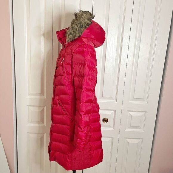 Michael Kors Down Water Fowl Feathers Chevron Quilted Puffer Hooded Parka Coat - Picture 3 of 15